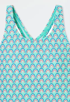 Badeanzug Wirkware UV-Schutz 40+ Schulsport Regenbögen blaugrün - Aqua