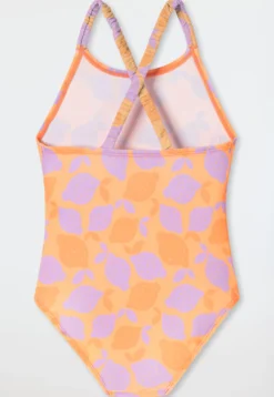 Badeanzug Wirkware UV-Schutz 40+ Streifen Zitronen pfirsichorange - Aqua