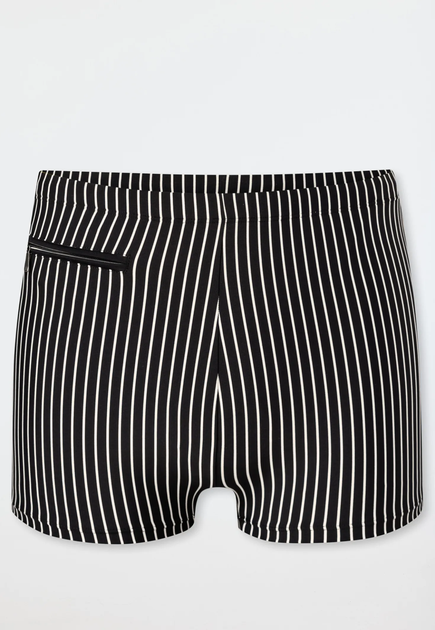 Badehose mit Bein Reißverschlusstasche schwarz gestreift - Aqua