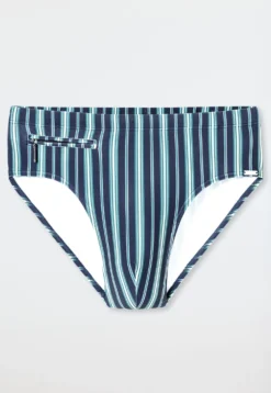 Badehose mit Reißverschlusstasche Streifen lime - Aqua