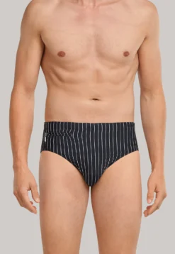 Badehose mit Reißverschlusstasche Wirkware Streifen schwarz - Nautical Casual