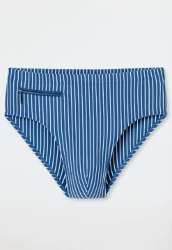 Badehose Reißverschlusstasche blau gestreift - Aqua