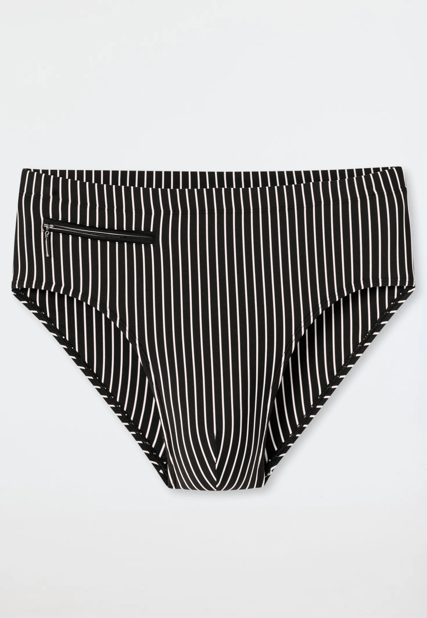 Badehose Reißverschlusstasche schwarz gestreift - Aqua