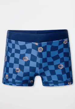 Badehose UV-Schutz 40+ Karos Smiley indigo - Aqua