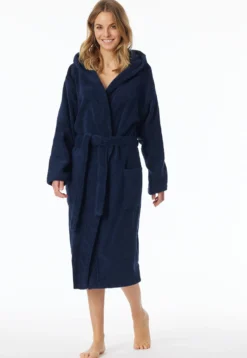 Bademantel mit Kapuze, 120 cm navy - Essentials
