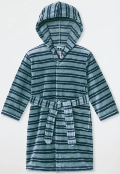 Bademantel Velour Streifen mineral - Kids Nightwear