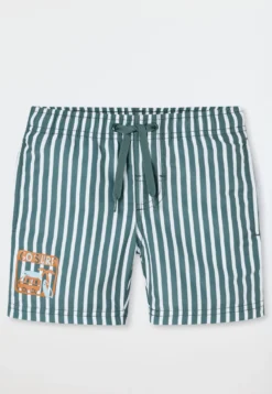 Badeshorts Webware Streifen mineral - Aqua