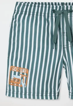 Badeshorts Webware Streifen mineral - Aqua