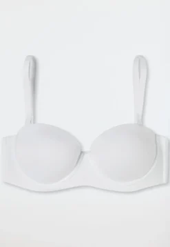 Bandeau-BH mit abnehmbaren Trägern und gleitenden Cups weiß - Unique Micro