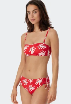 Bandeau Bikini-Top gefüttert Softcups variable Träger Korallen rot - Mix & Match Coral Life