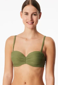Bandeau-Bikini-Top mit Schale oliv - Aqua