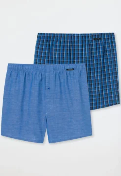 Boxershorts 2er-Pack Webware royal kariert - Boxershorts Multipack
