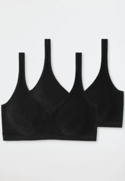 Bustier 2er-Pack mit Cups Organic Cotton schwarz - 95/5