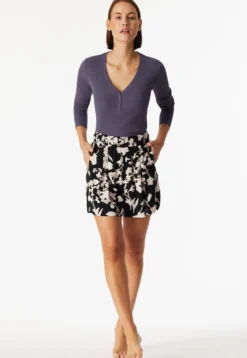 Hose kurz Viskose-Webware Blumen multicolor  Mix+Relax