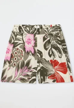 Hose kurz Viskose-Webware Blumen multicolor  Mix+Relax