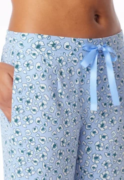 Loungehose 3/4-lang Blumen Leoparden hellblau - Mix+Relax