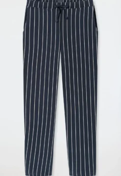 Loungehose lang Streifen dunkelblau gemustert - Mix+Relax