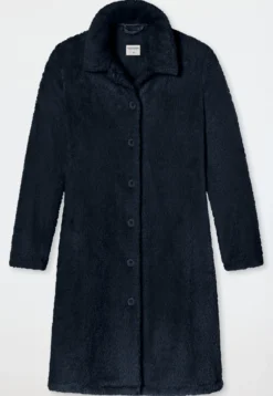 Morgenmantel Teddy Fleece dunkelblau - Essentials