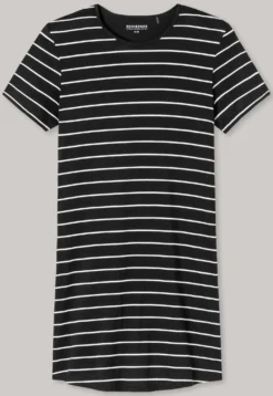 Nachthemd kurzarm Ringel schwarz - Nightwear