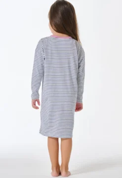 Nachthemd langarm Ringel Herz jeansblau - Kids Nightwear