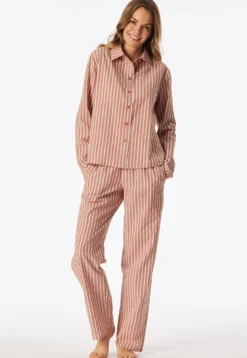 Pyjama lang Webware Streifen terracotta - Selected Premium