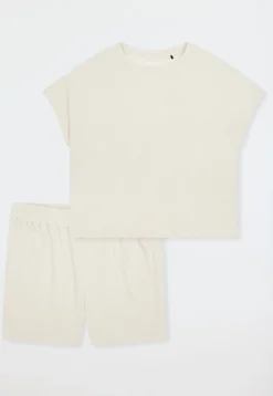 Schlafanzug kurz Feinripp Jacquard pearl - Casual Feel