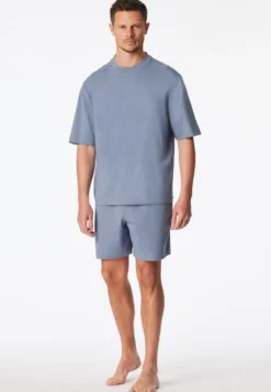Schlafanzug kurz oversized blaugrau - Modern Nightwear