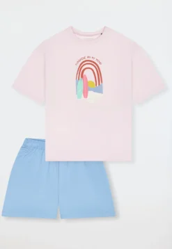 Schlafanzug kurz Regenbogen Surfer rosa - Teens Nightwear