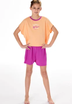 Schlafanzug kurz Zitrus pfirsichorange - Teens Nightwear