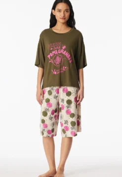 Schlafanzug 3/4lang Granatapfel oliv - Casual Fashion