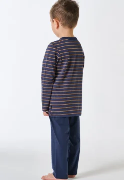 Schlafanzug lang Ringel Fuchs curry - Kids Nightwear
