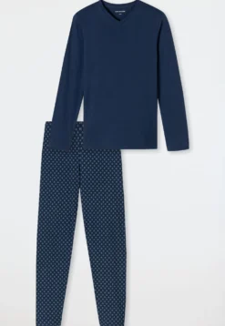 Schlafanzug lang V-Ausschnitt admiral - Casual Essentials