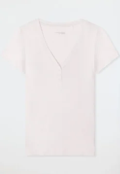 Shirt kurzarm Doppelripp Druckknöpfe rosé - Mix+Relax