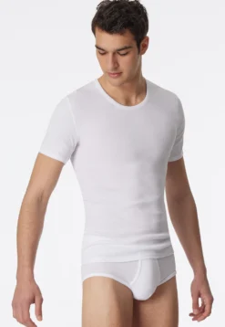 Shirt kurzarm Doppelripp weiß - Essentials