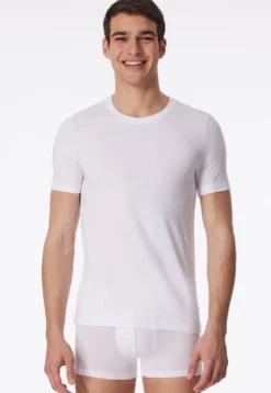 Shirt kurzarm Jersey elastisch rundhals weiß - Long Life Soft