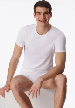 Shirt kurzarm Jersey elastisch rundhals weiß - Long Life Soft