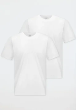 Shirt kurzarm Jersey 2er-Pack rundhals weiß - American T-Shirt