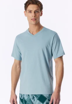 Shirt kurzarm V-Ausschnitt eisblau - Mix+Relax