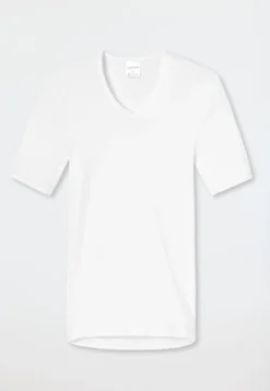 Shirt kurzarm V-Ausschnitt Feinripp weiß - Original Classics