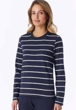 Shirt langarm dunkelblau-weiß geringelt - Mix+Relax