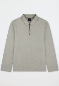 Shirt langarm Feinripp Jacquard Zipper bright taupe - Mix+Relax