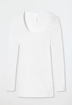 Shirt langarm Feinripp rundhals Spenzer weiß - Luxury