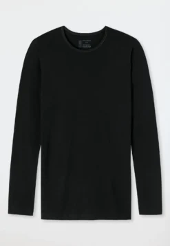 Shirt langarm Rundhals schwarz - 95/5
