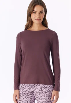 Shirt langarm U-Boot-Ausschnitt kakaobraun - Mix+Relax