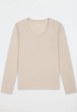 Shirt langarm V-Ausschnitt bright taupe - Mix+Relax