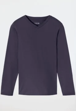 Shirt langarm V-Ausschnitt graphit - Mix+Relax