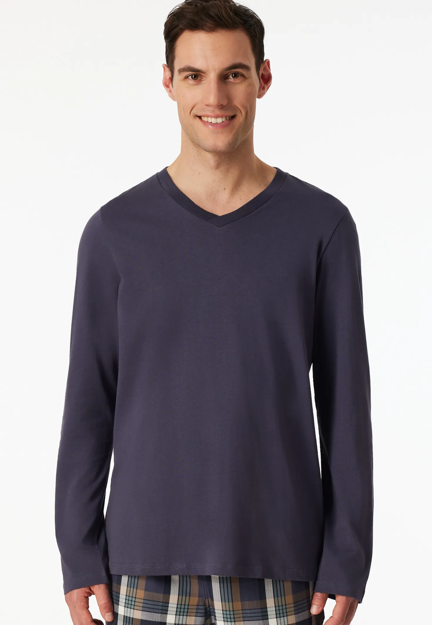 Shirt langarm V-Ausschnitt graphit - Mix+Relax