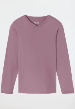 Shirt langarm V-Ausschnitt lila - Mix+Relax