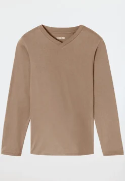 Shirt langarm V-Ausschnitt nougat - Mix+Relax
