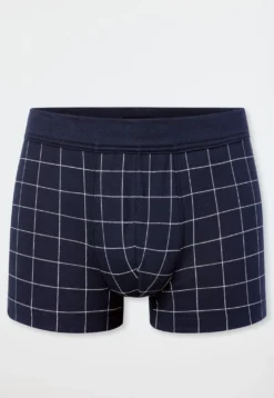 Shorts Feininterlock kariert nachtblau - Fine Interlock
